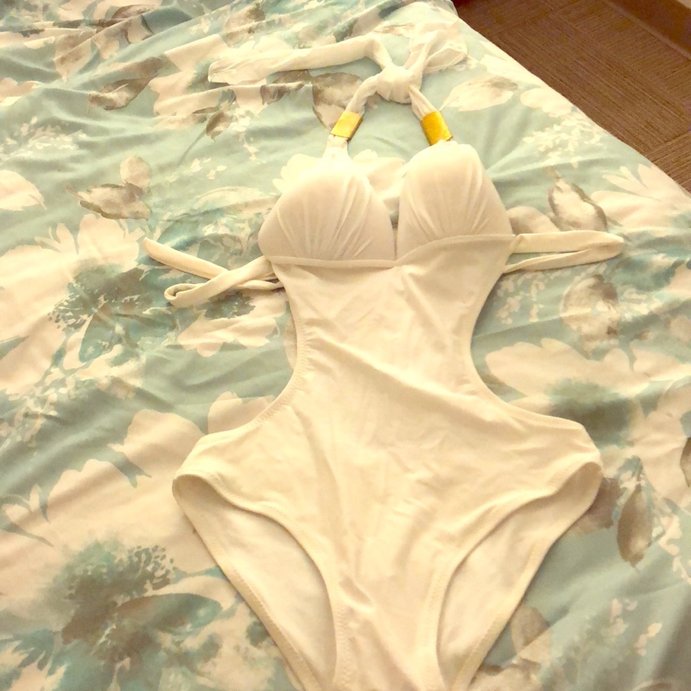 White one piece swim suit